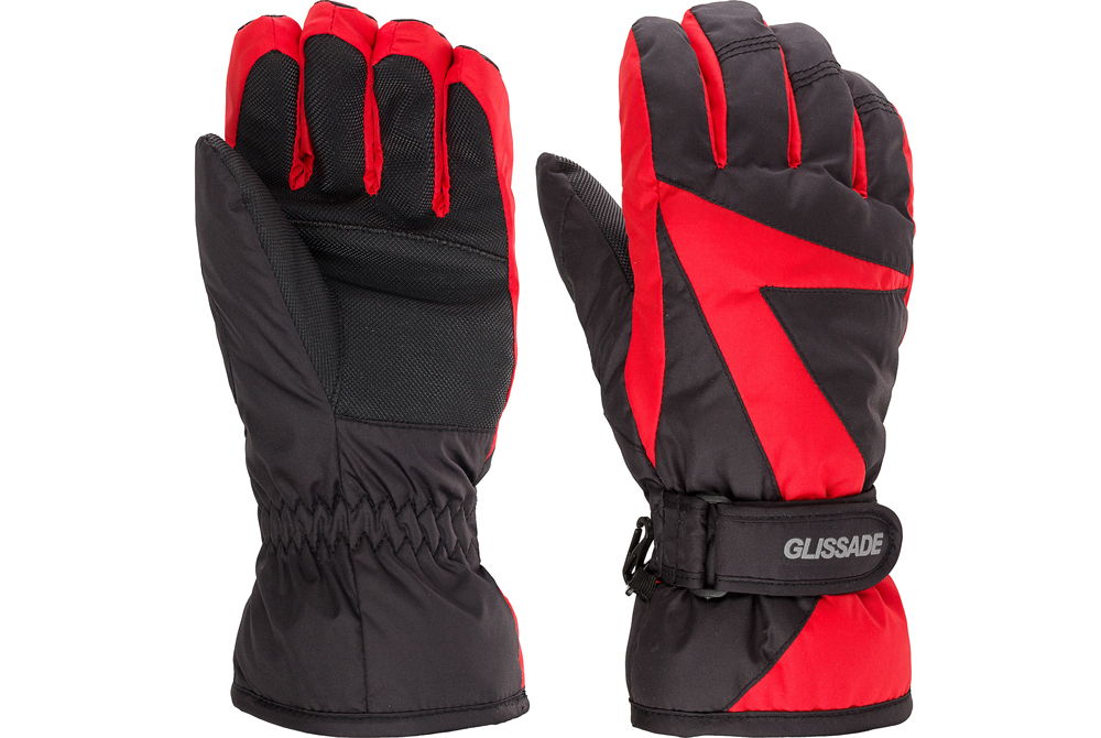 Лыжные перчатки красно-черные